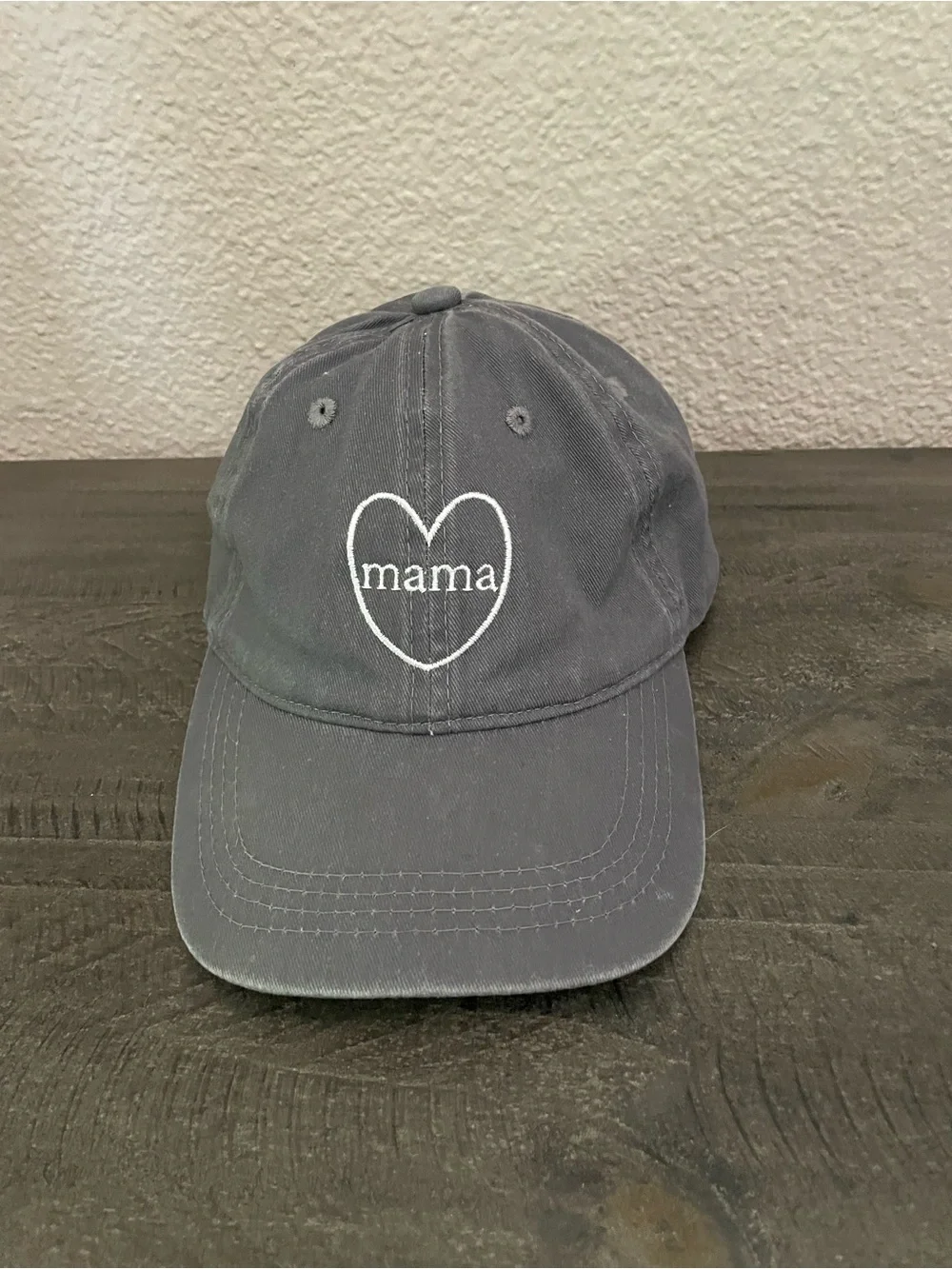 Mama Heart Embroidered Baseball Cap - Charcoal